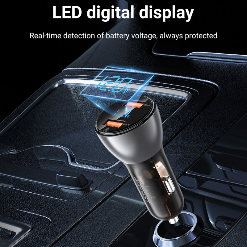 Incarcator masina USB 45W, Acefast B7, display digital LED