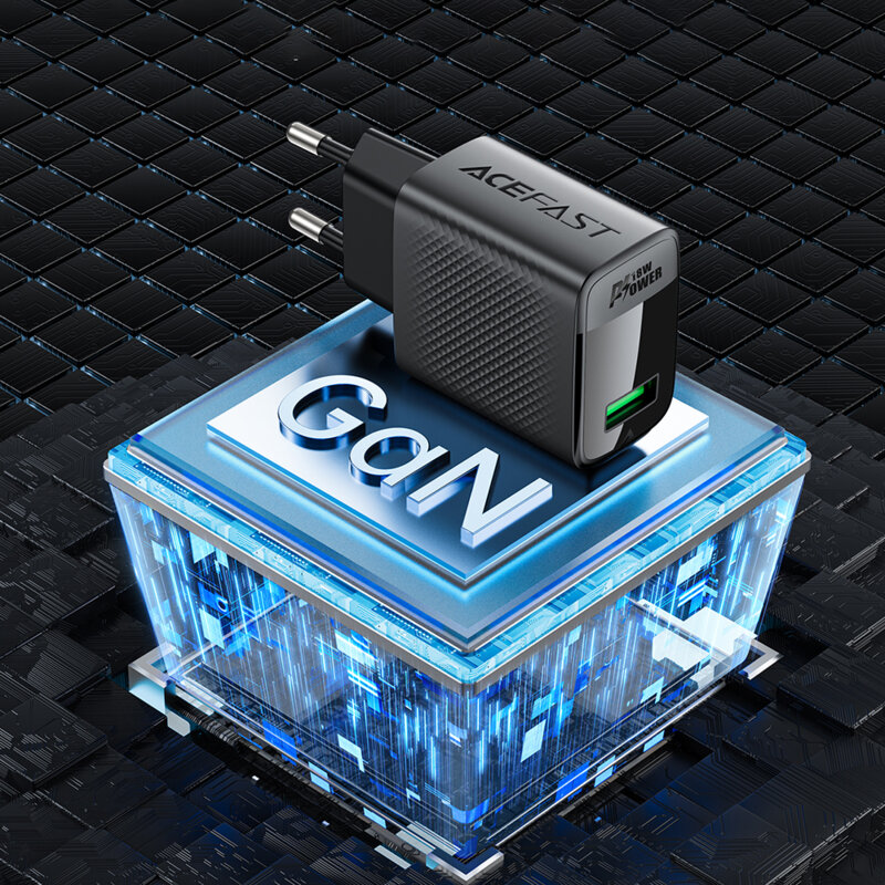 Set incarcator tip USB-C + cablu Type-C 18W Quick Charge GaN, Acefast A90