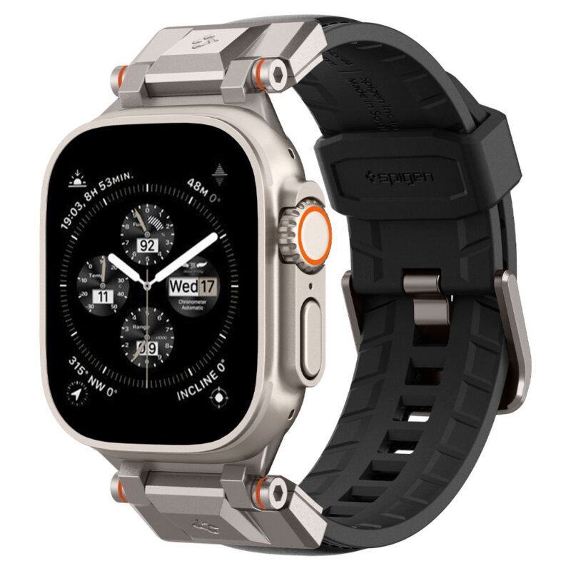 Curea Apple Watch 9 45mm Spigen DuraPro Armor PU, negru