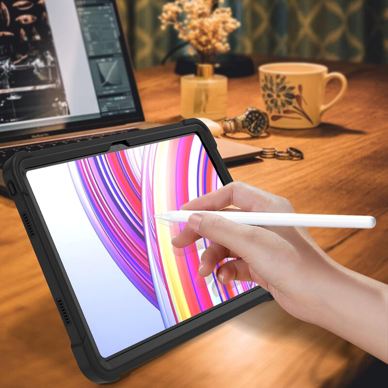 [Pachet 360°] Husa + folie sticla Xiaomi Redmi Pad Pro 5G Techsuit Rugged TabShell, negru