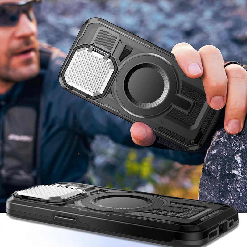 Husa Samsung Galaxy S23 Ultra protectie camera Techsuit CamVault MagSafe, negru