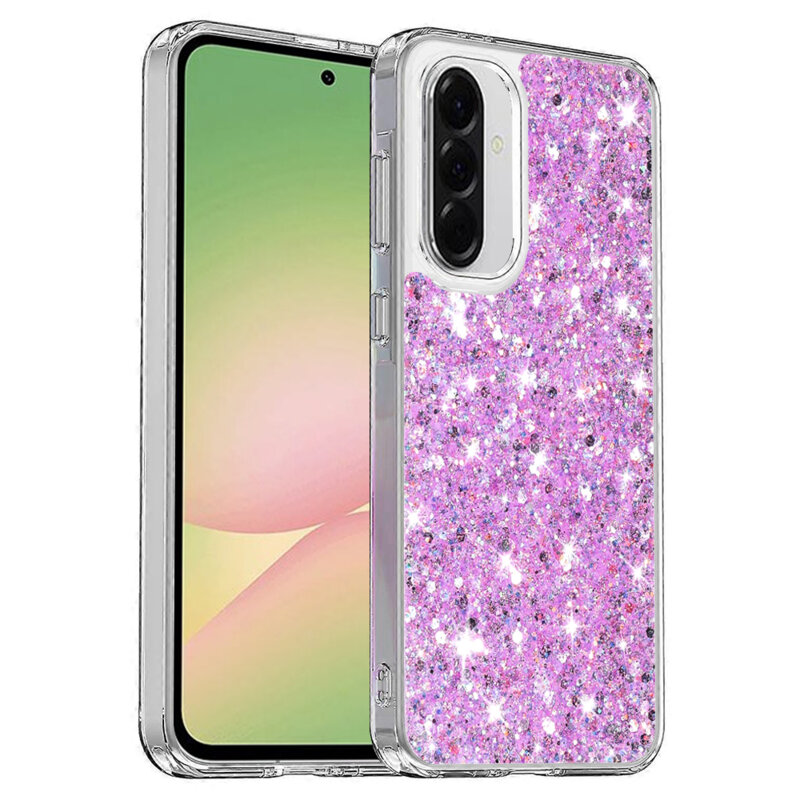 Husa cu sclipici Samsung Galaxy A56 5G Techsuit Sparkly Glitter, magenta