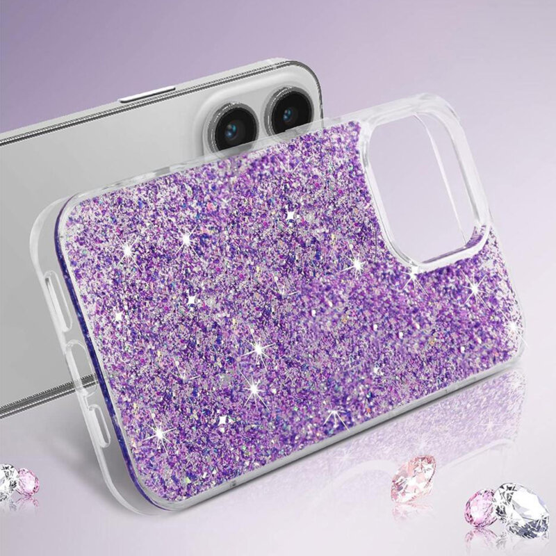 Husa cu sclipici Samsung Galaxy A56 5G Techsuit Sparkly Glitter, magenta