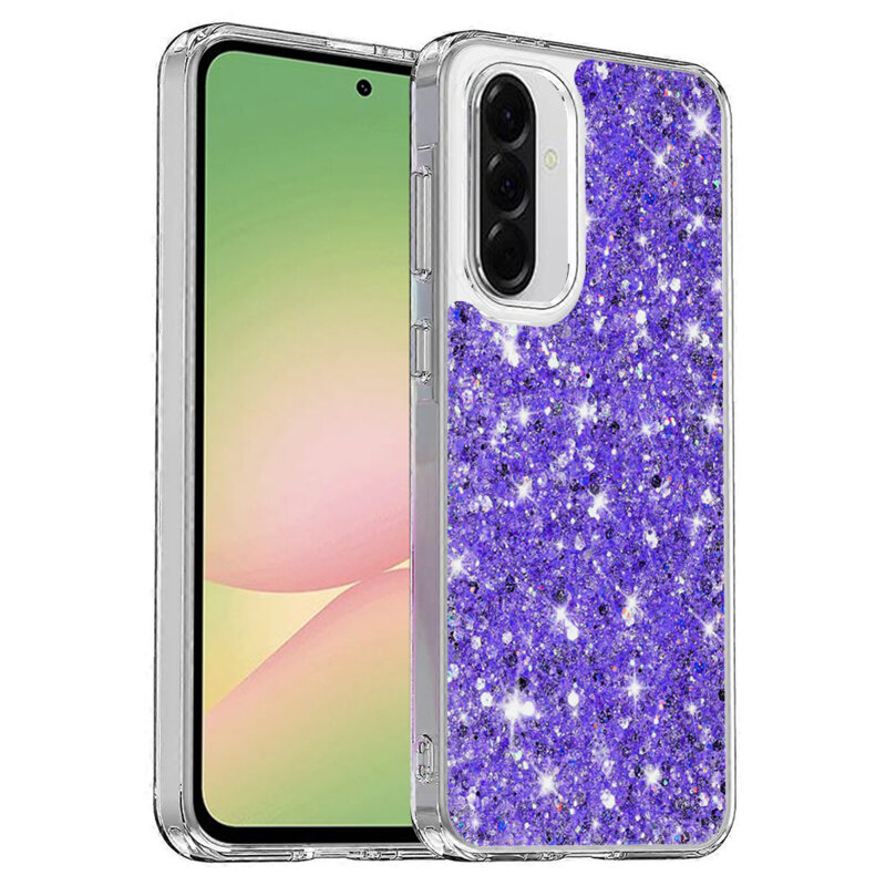 Husa cu sclipici Samsung Galaxy A56 5G Techsuit Sparkly Glitter, mov