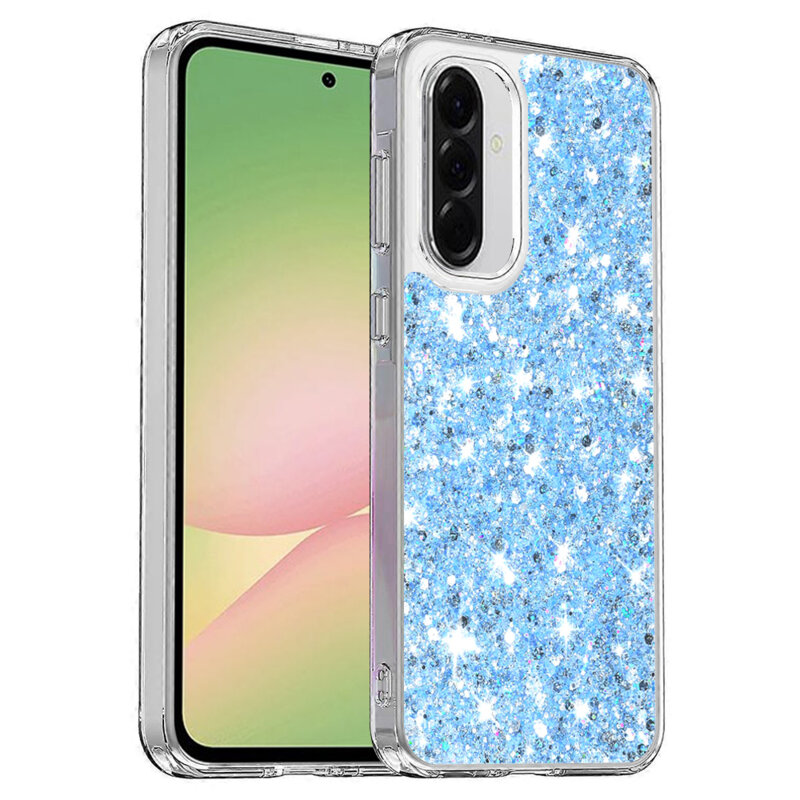 Husa cu sclipici Samsung Galaxy A56 5G Techsuit Sparkly Glitter, bleu