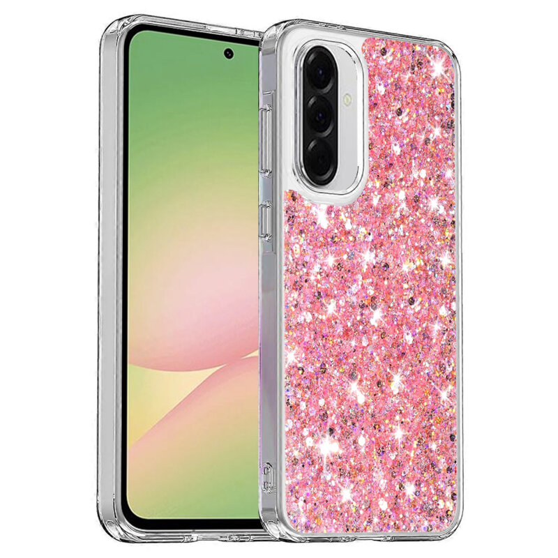 Husa cu sclipici Samsung Galaxy A56 5G Techsuit Sparkly Glitter, roz
