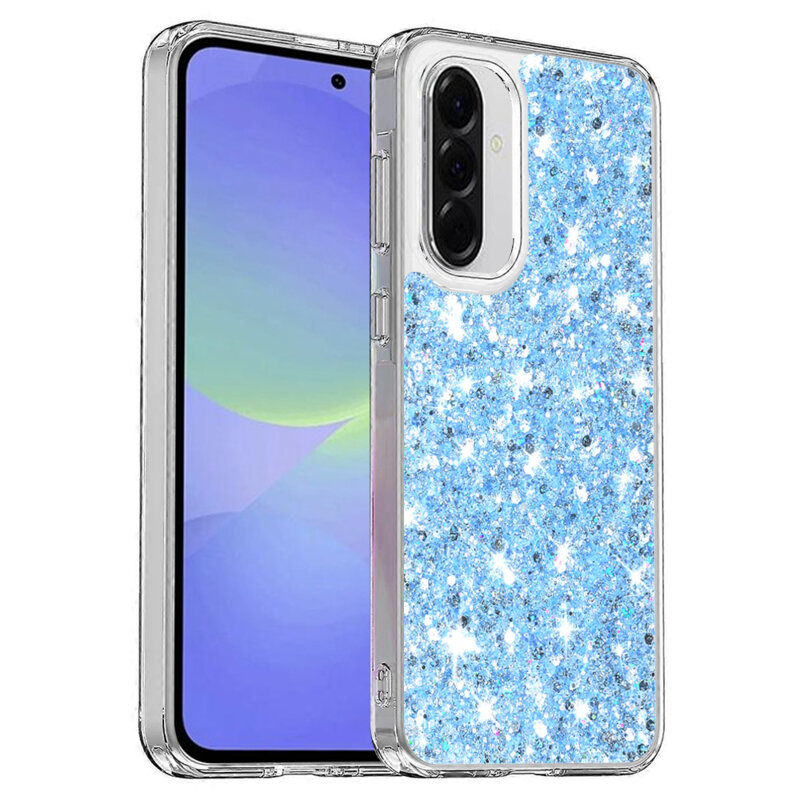 Husa cu sclipici Samsung Galaxy A36 5G Techsuit Sparkly Glitter, bleu