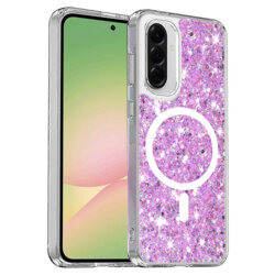 Husa cu sclipici Samsung Galaxy A56 5G Techsuit Sparkly Glitter, magenta
