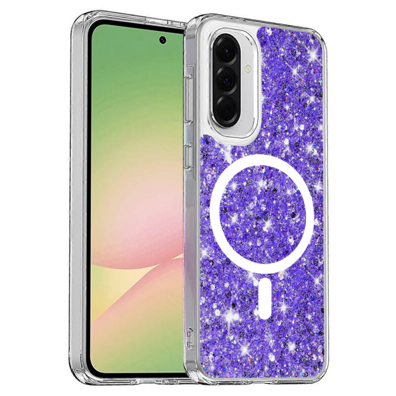 Husa cu sclipici Samsung Galaxy A56 5G Techsuit Sparkly Glitter, mov