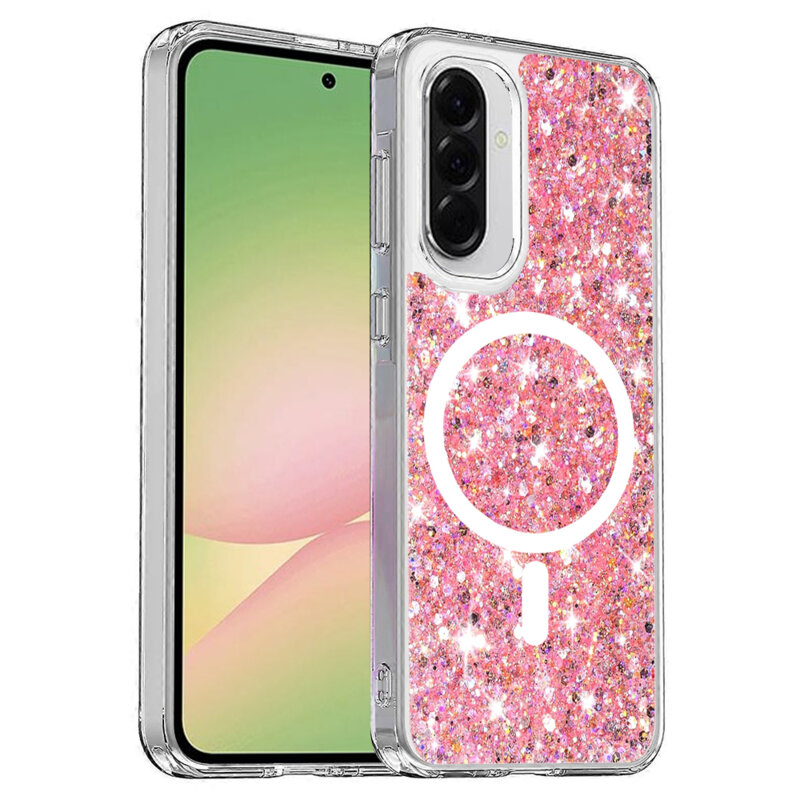 Husa cu sclipici Samsung Galaxy A56 5G Techsuit Sparkly Glitter, roz