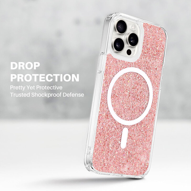 Husa cu sclipici Samsung Galaxy A56 5G Techsuit Sparkly Glitter, roz