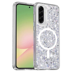 Husa cu sclipici Samsung Galaxy A56 5G Techsuit Sparkly Glitter, alb