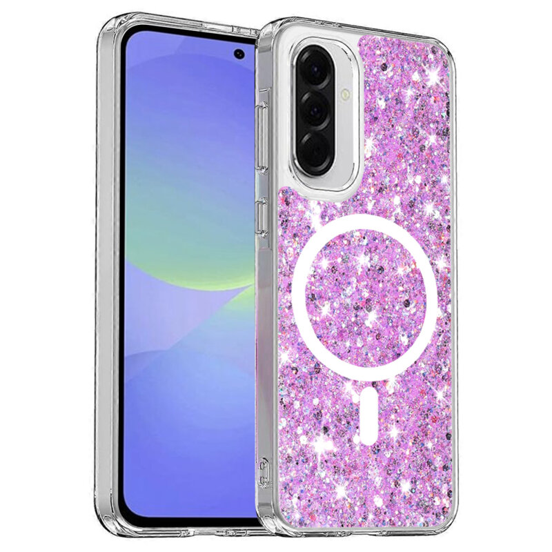 Husa cu sclipici Samsung Galaxy A36 5G Techsuit Sparkly Glitter MagSafe, magenta