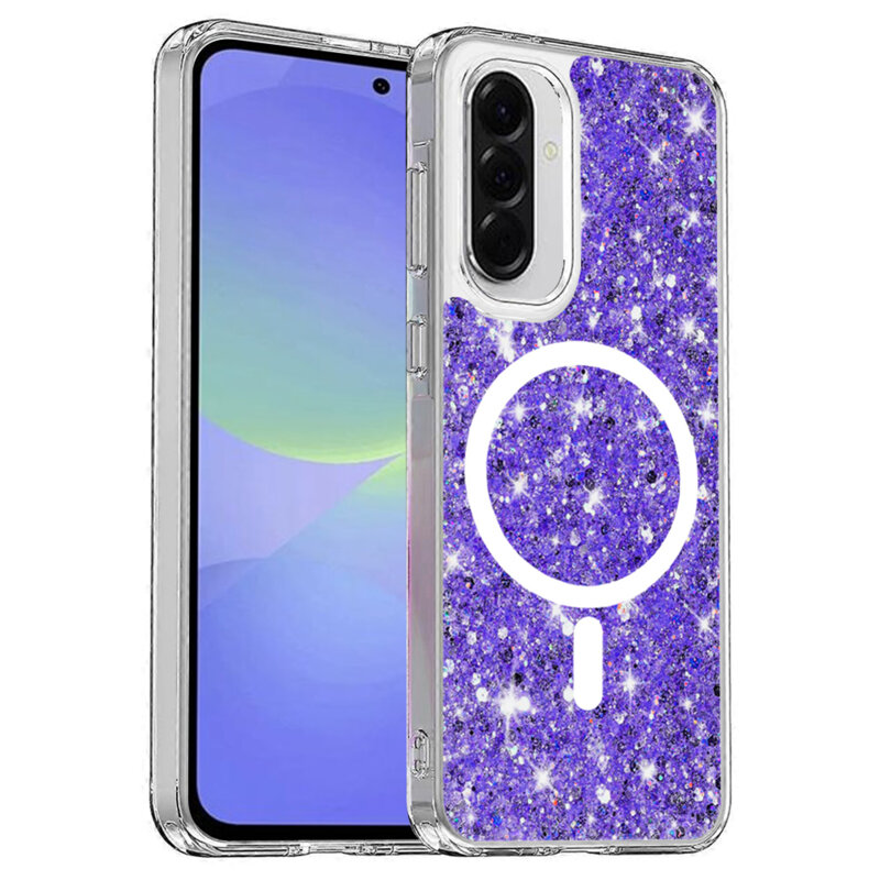 Husa cu sclipici Samsung Galaxy A36 5G Techsuit Sparkly Glitter MagSafe, mov