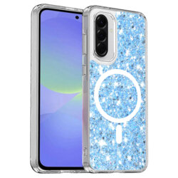 Husa cu sclipici Samsung Galaxy A36 5G Techsuit Sparkly Glitter MagSafe, bleu