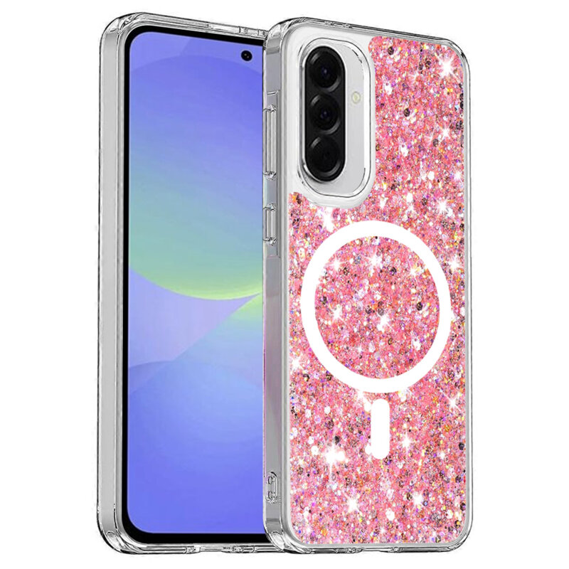 Husa cu sclipici Samsung Galaxy A36 5G Techsuit Sparkly Glitter MagSafe, roz