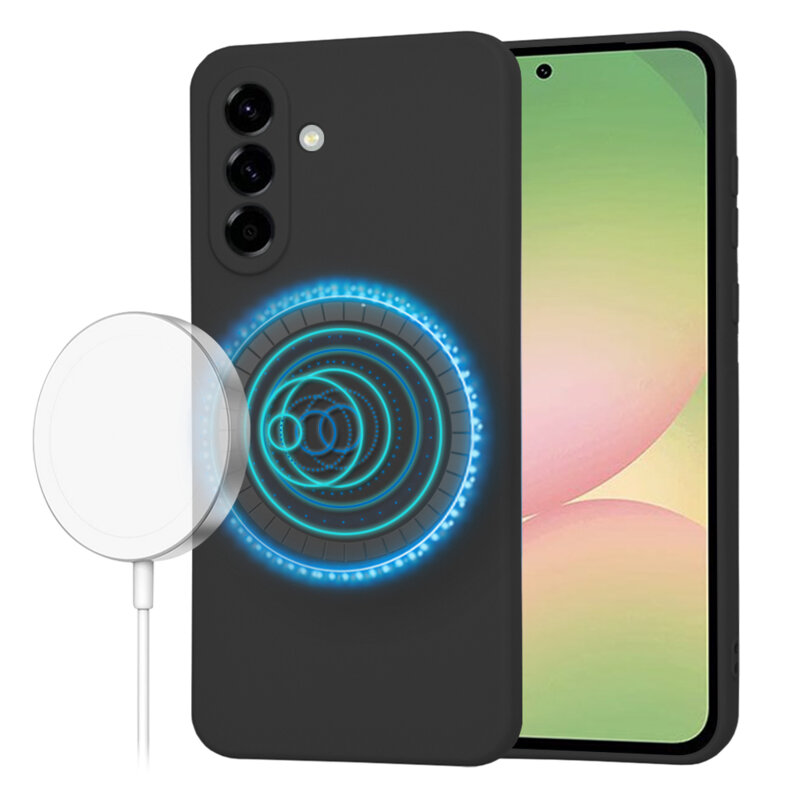 Husa silicon Samsung Galaxy A56 5G Techsuit SoftFlex MagSafe, negru