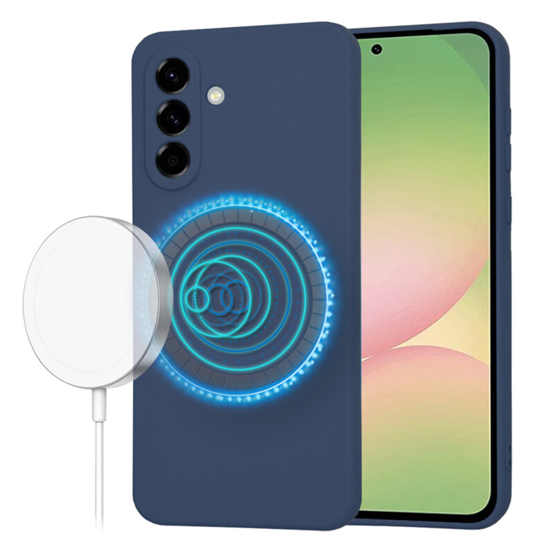 Husa silicon Samsung Galaxy A56 5G Techsuit SoftFlex MagSafe, bleumarin