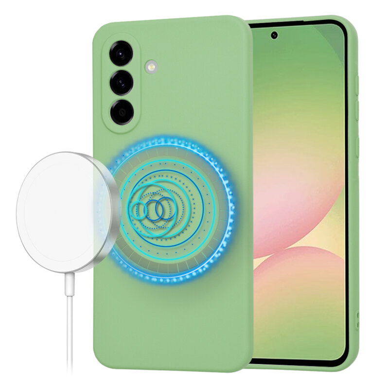 Husa silicon Samsung Galaxy A56 5G Techsuit SoftFlex MagSafe, verde deschis