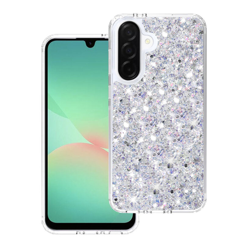 Husa cu sclipici Samsung Galaxy A26 5G Techsuit Sparkly Glitter, alb