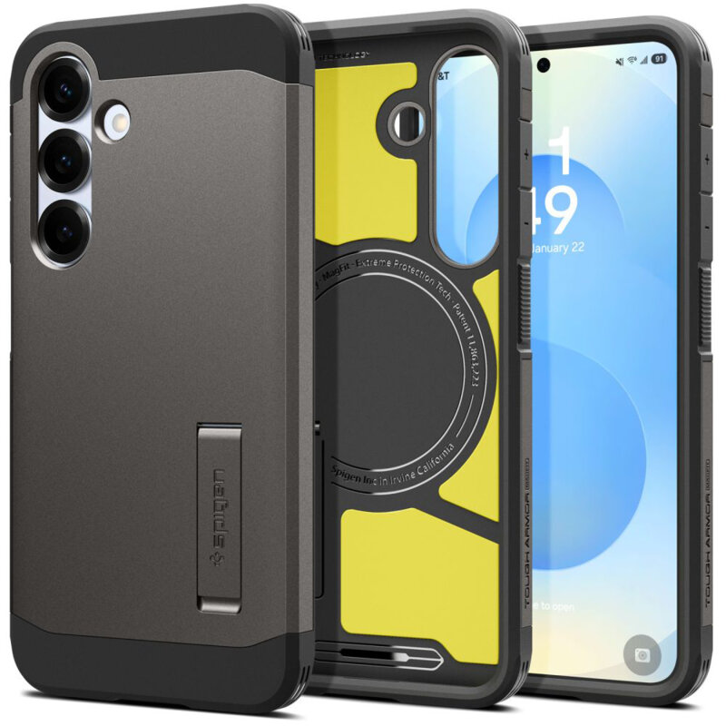 Husa Samsung Galaxy S25 Plus Spigen Tough Armor MagSafe, cenusiu