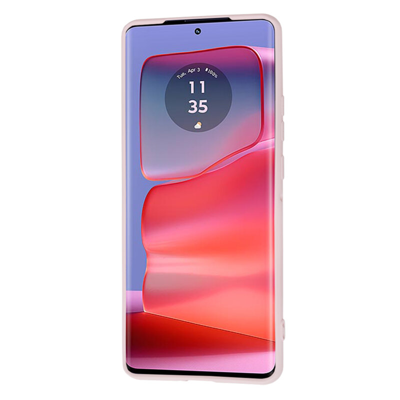 Husa silicon Motorola Edge 50 Pro Techsuit SoftFlex, roz pudra