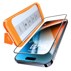 Folie sticla iPhone 15 Pro Torras GlassGo Tempered Screen Protector, negru