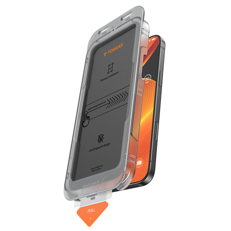 Folie sticla iPhone 16 Torras GlassGo Install Master Privacy, transparenta