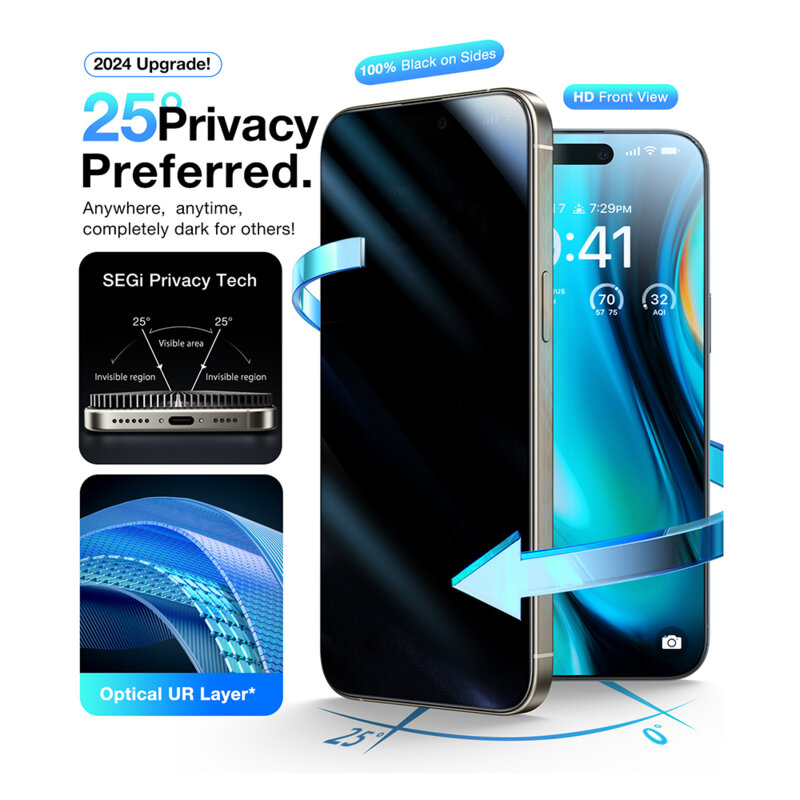 Folie sticla iPhone 16 Torras GlassGo Install Master Privacy, negru