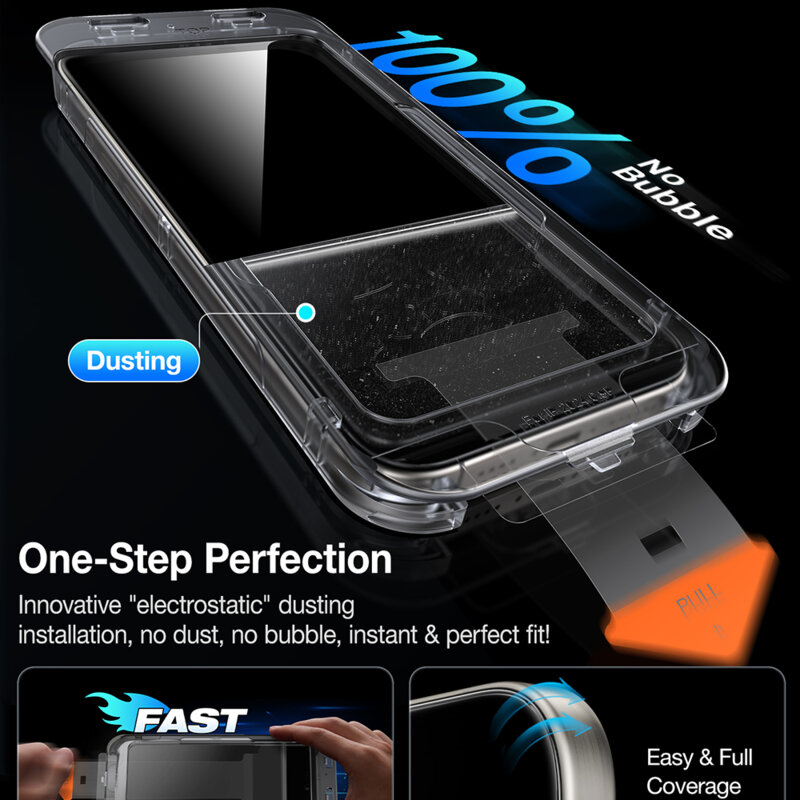 Folie sticla iPhone 16 Torras GlassGo Install Master Privacy, negru