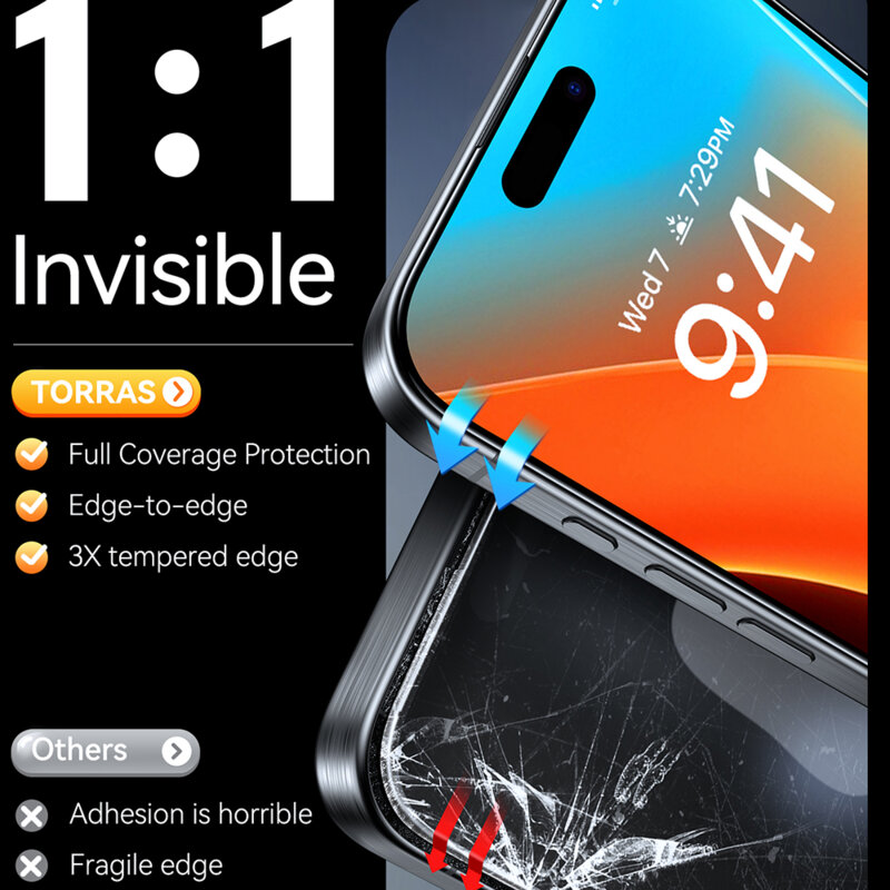 Folie sticla iPhone 16 Torras GlassGo Install Master, negru