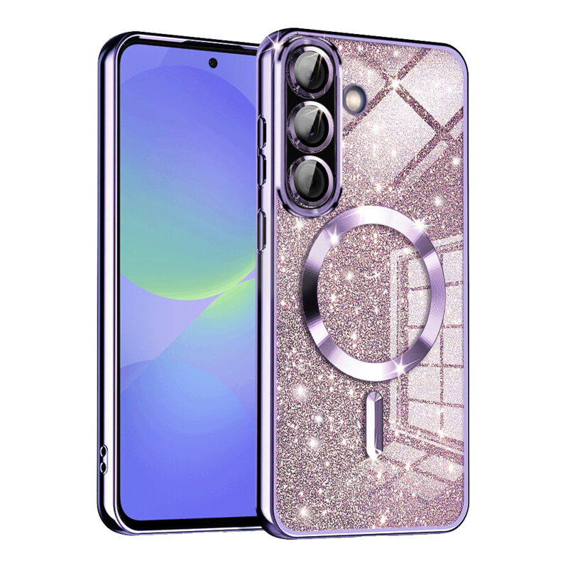 Husa premium Samsung Galaxy A36 5G Techsuit Luxury Glitter MagSafe, mov deschis