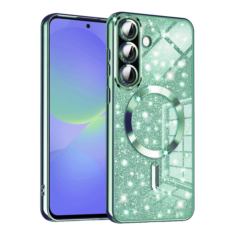 Husa premium Samsung Galaxy A36 5G Techsuit Luxury Glitter MagSafe, verde deschis