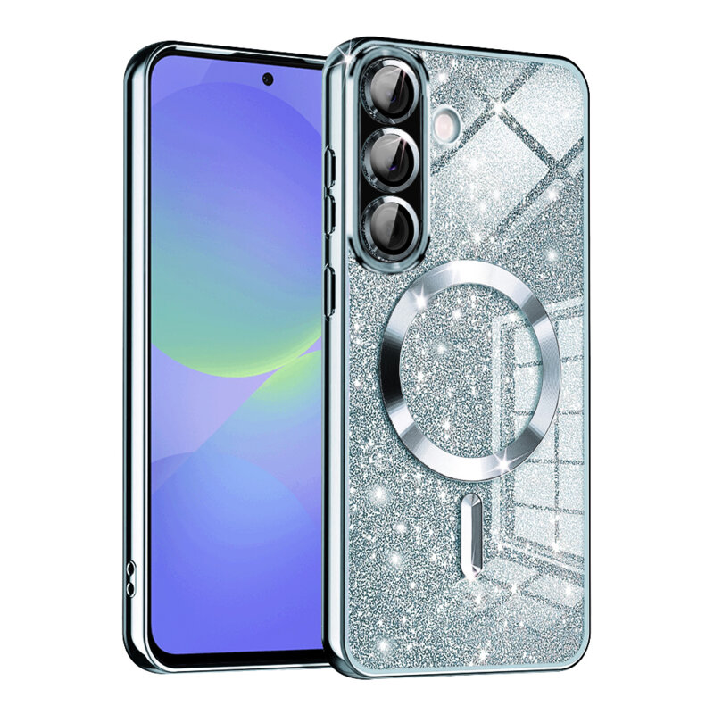 Husa premium Samsung Galaxy A36 5G Techsuit Luxury Glitter MagSafe, bleu