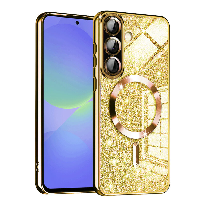 Husa premium Samsung Galaxy A36 5G Techsuit Luxury Glitter MagSafe, auriu