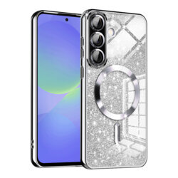 Husa premium Samsung Galaxy A36 5G Techsuit Luxury Glitter MagSafe, argintiu