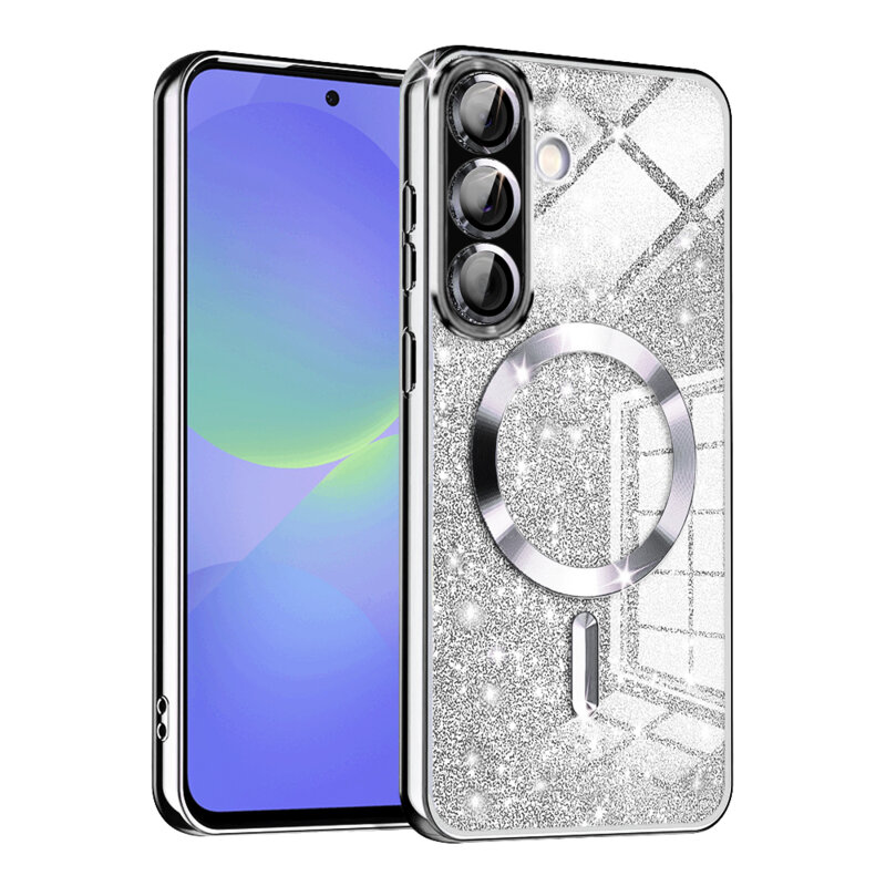 Husa premium Samsung Galaxy A36 5G Techsuit Luxury Glitter MagSafe, argintiu