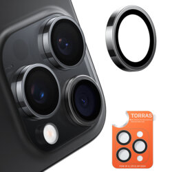 Folie camera iPhone 16 Pro Max Torras Lensguard Camera Protector, negru