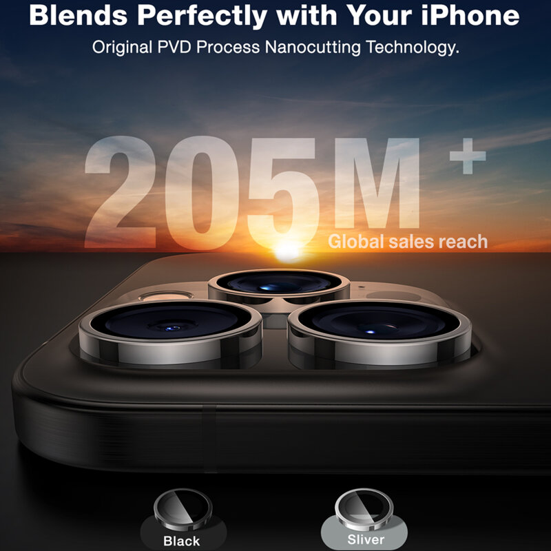 Folie camera iPhone 16 Pro Max Torras Lensguard Camera Protector, negru
