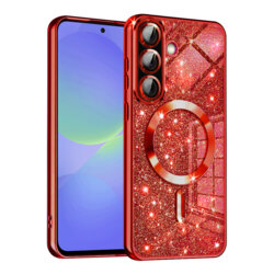 Husa premium Samsung Galaxy A36 5G Techsuit Luxury Glitter MagSafe, rosu