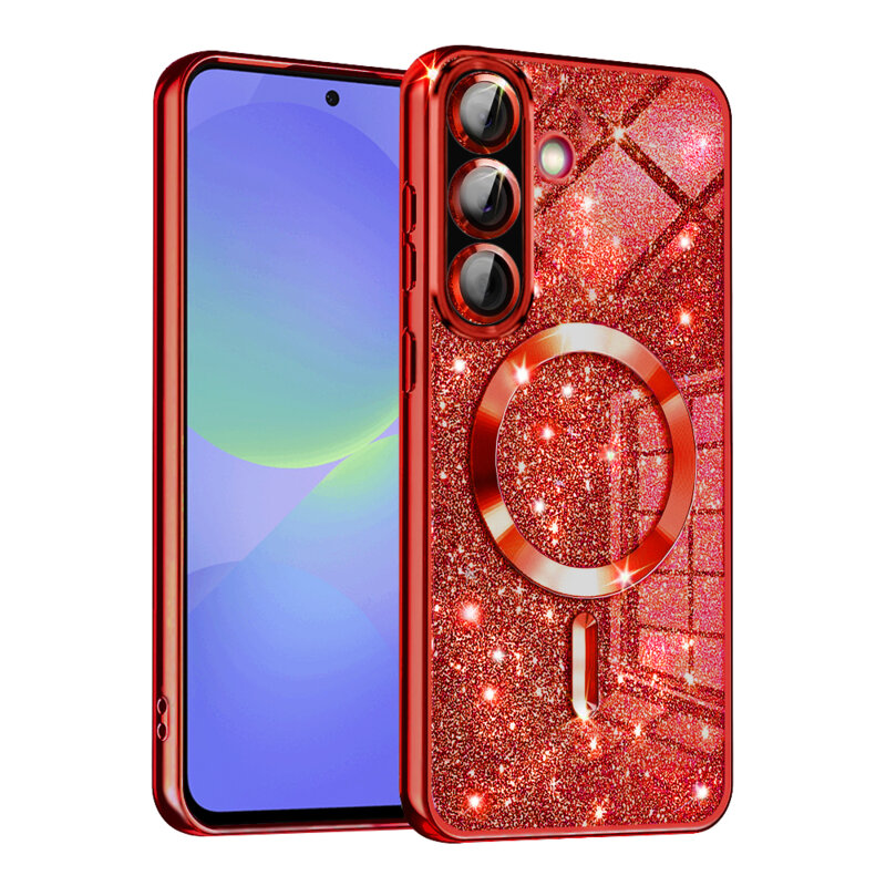 Husa premium Samsung Galaxy A36 5G Techsuit Luxury Glitter MagSafe, rosu