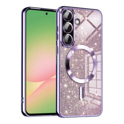 Husa premium Samsung Galaxy A56 5G Techsuit Luxury Glitter MagSafe, mov deschis