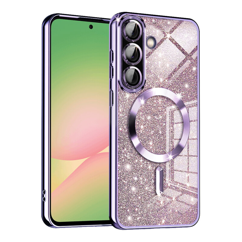 Husa premium Samsung Galaxy A56 5G Techsuit Luxury Glitter MagSafe, mov deschis