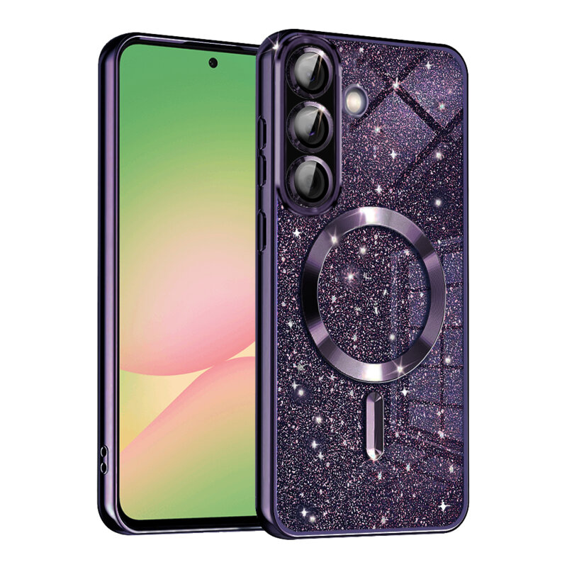 Husa premium Samsung Galaxy A56 5G Techsuit Luxury Glitter MagSafe, mov