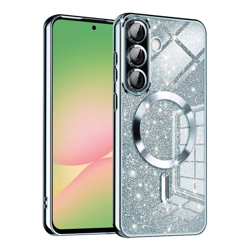 Husa premium Samsung Galaxy A56 5G Techsuit Luxury Glitter MagSafe, bleu