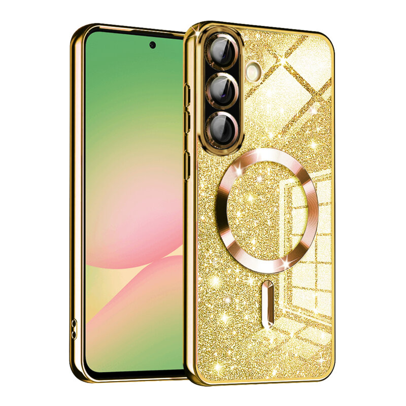 Husa premium Samsung Galaxy A56 5G Techsuit Luxury Glitter MagSafe, auriu