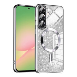 Husa premium Samsung Galaxy A56 5G Techsuit Luxury Glitter MagSafe, argintiu