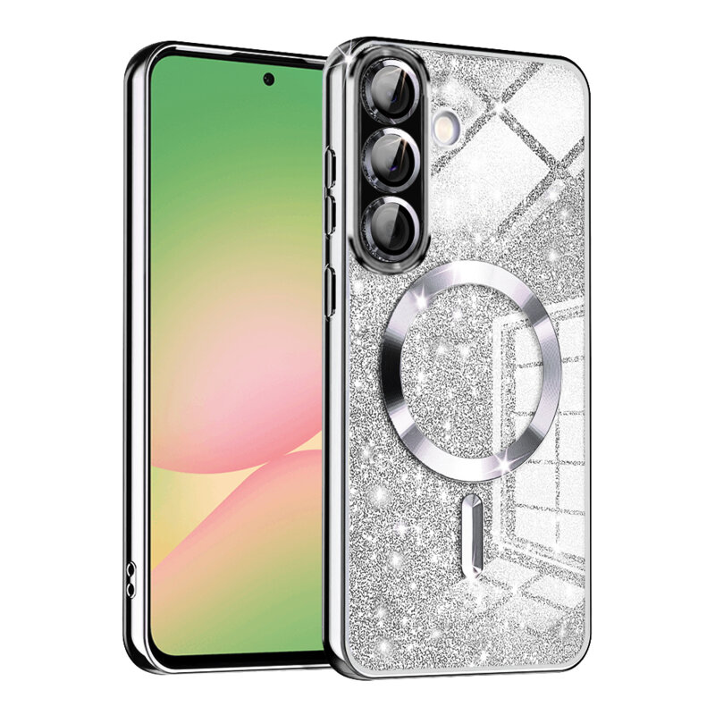 Husa premium Samsung Galaxy A56 5G Techsuit Luxury Glitter MagSafe, argintiu