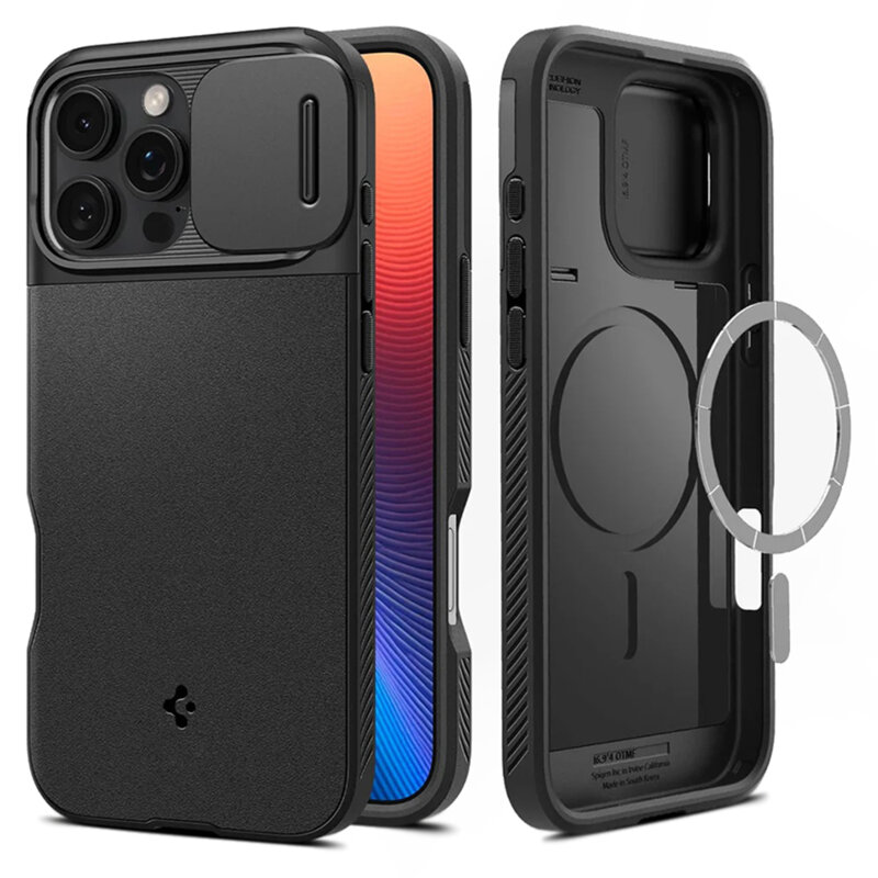 Husa iPhone 16 Pro Spigen Optik Armor MagSafe, negru