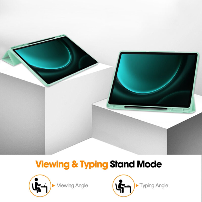 Husa Samsung Galaxy Tab S9 FE Plus Techsuit Flex Trifold Pen, verde deschis